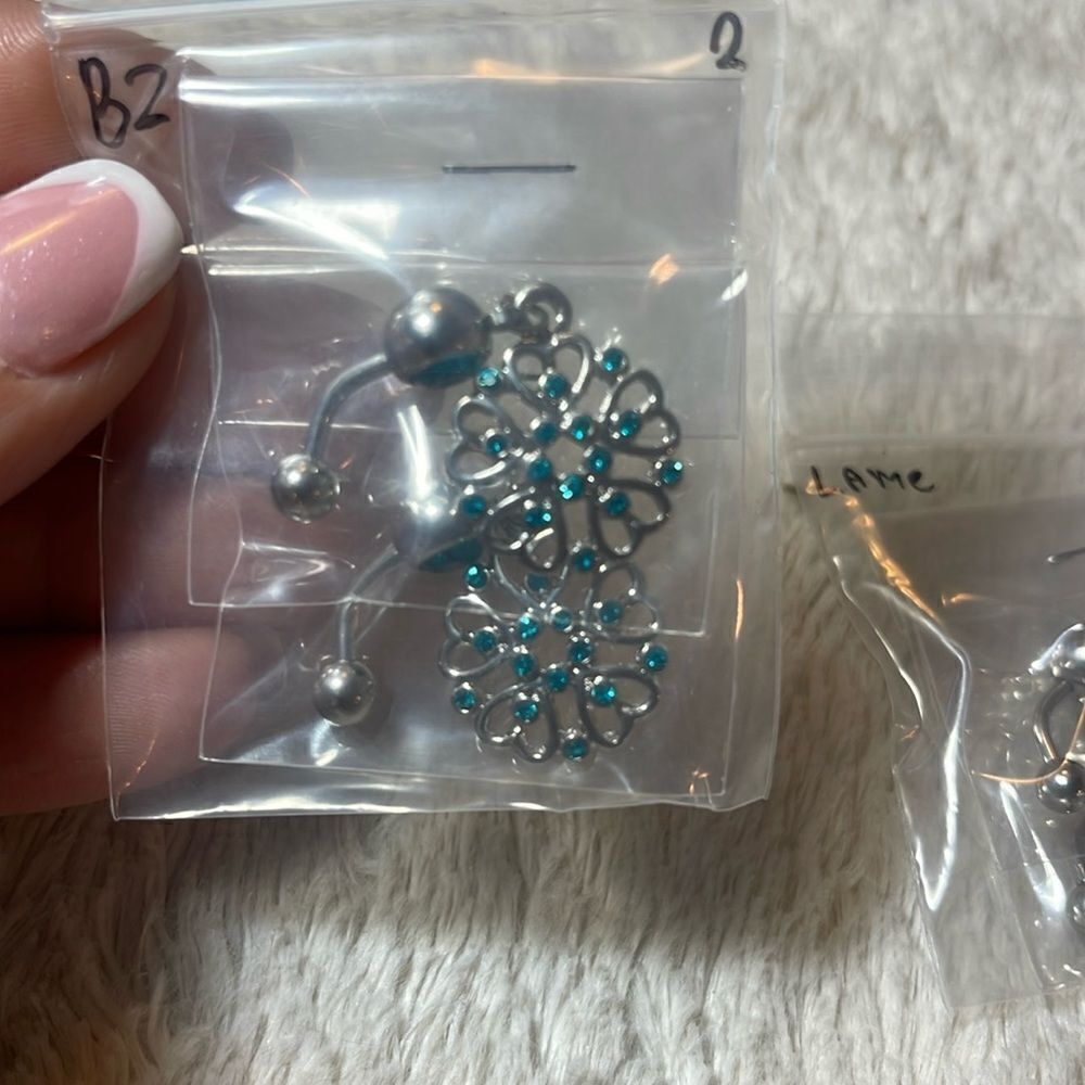 Belly dangle, ring, heart flower multiple colors available